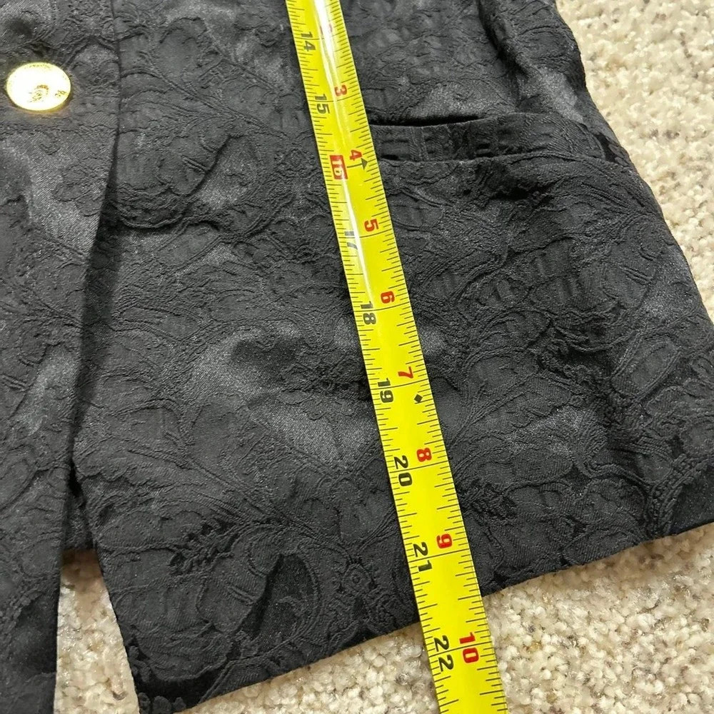 Vintage Y2K GUESS Black Floral Jacquard Blazer Jacket Stand Collar Womans M Goth